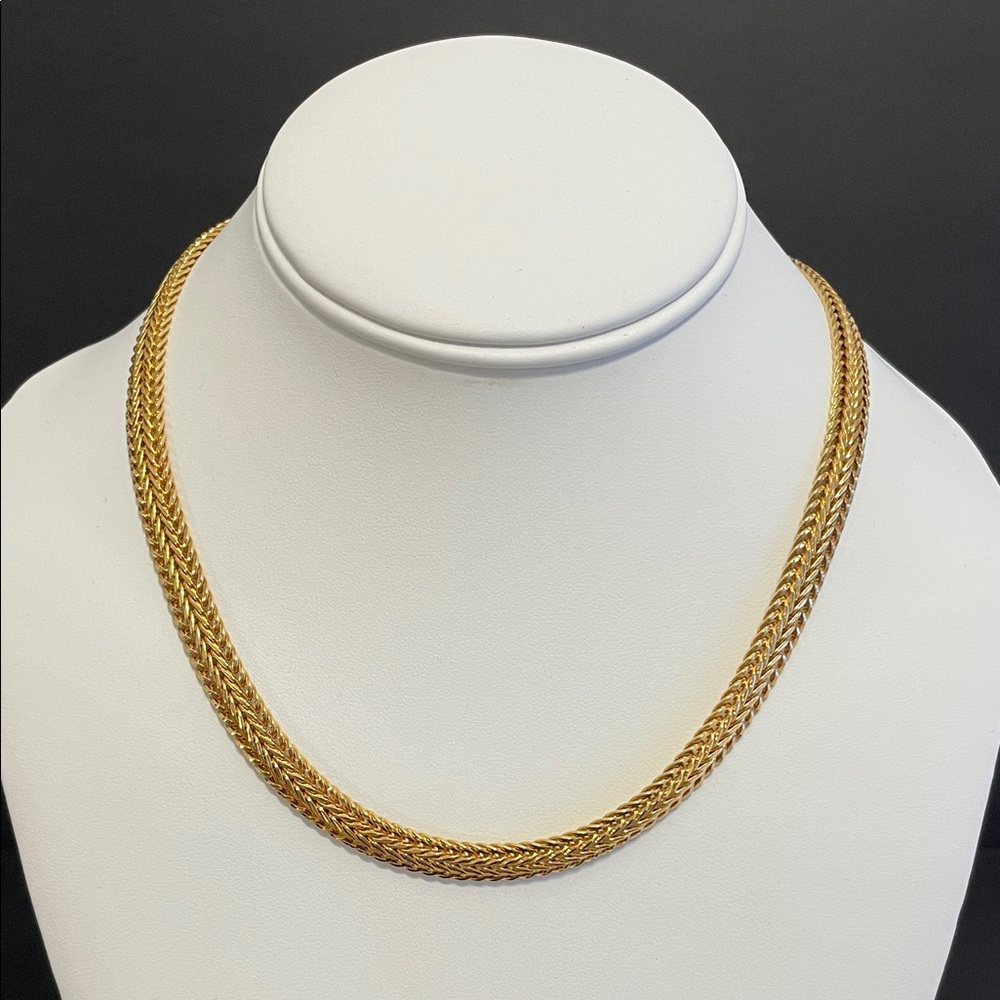 Bronzoro Italy Double Row Woven Link 18K Yellow Gold Plated Necklace